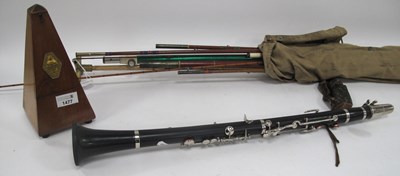 Lot 1477 - Maelzel Metronome, clarinet, fishing rods,...