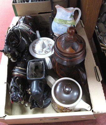 Lot 1297 - Pottery Shire Horses, teapots, elephant, etc:-...