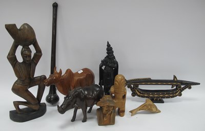 Lot 1506 - Carved wooden figures with various finishes...