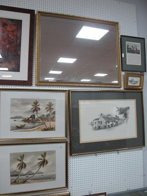 Lot 1634 - Large mirror and mixed artworks: gilt-framed...