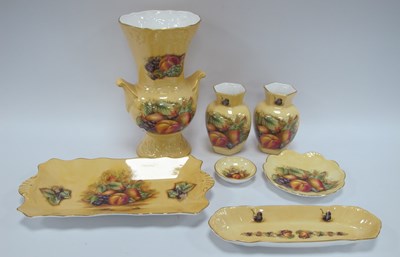 Lot 1349 - Aynsley Orchard Gold Pair Hexagonal Vases,...