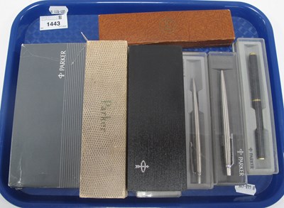 Lot 1443 - A collection of boxed Parker pen sets to...