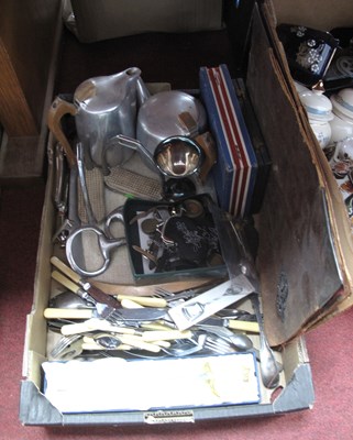 Lot 1296 - Picquot Teapots, cutlery, watches, purse,...