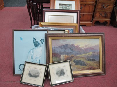 Lot 1638 - Prints, W/C, Decoupage, other pictures:- One Box.