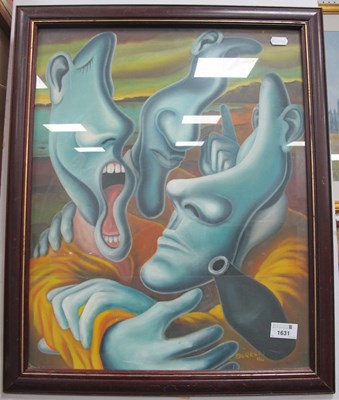Lot 1631 - Burkski, Surrealist face study, original...