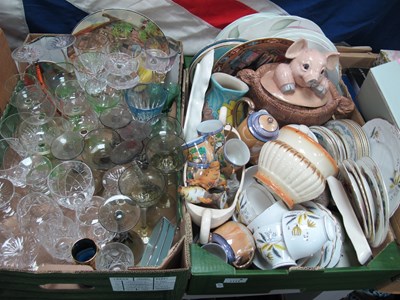 Lot 1111 - Drinking Glasses, ceramics, pig egg holder,...