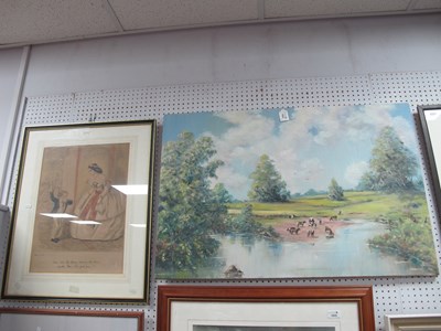 Lot 1604 - Audrey Bell Pastoral Scene, oil on canvas,...