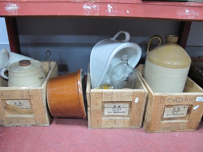 Lot 1150 - Stoneware Flagon, Barrel, bed slipper, etc in...