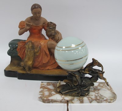 Lot 1548 - An Art Deco Style 1930s Figure Group of a lady...