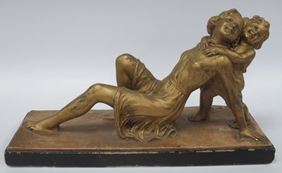 Lot 1572 - A 1930s Art Deco Gilt Design Plaster Figure...