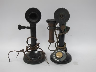 Lot 1567 - Two vintage candlestick telephones one marked...