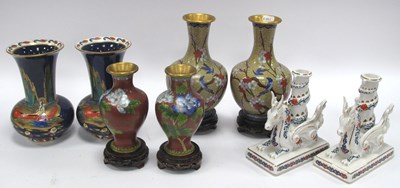 Lot 1447 - Royal Doulton “Blue Lagoon” vases, four...