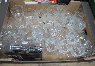 Lot 1195 - Crystals, including three crystal decanters...