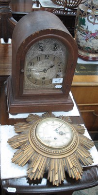 Lot 1277 - A Smiths 8 day 4 jewel wall clock with gilt...