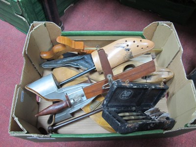 Lot 1214 - Four vintage wooden shoe lasts one stamped...