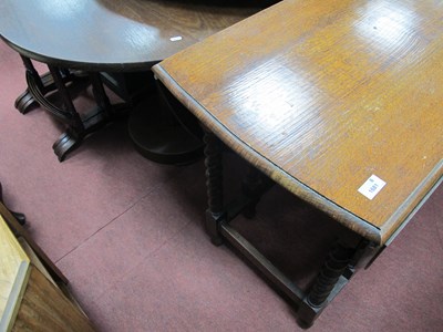 Lot 1681 - 1930s Oak Drop Leaf Table, on barley twist and...