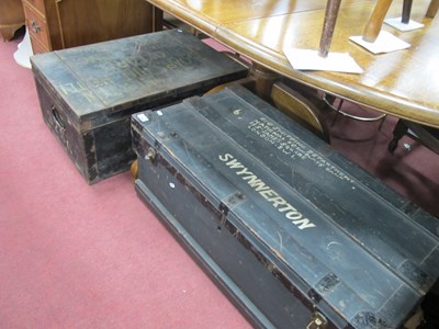 Lot 1698 - Pine Grey Painted Travel Chest, with zinc...