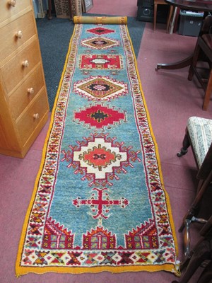 Lot 1689 - Tassled Wool Runner, with seven shaped central...