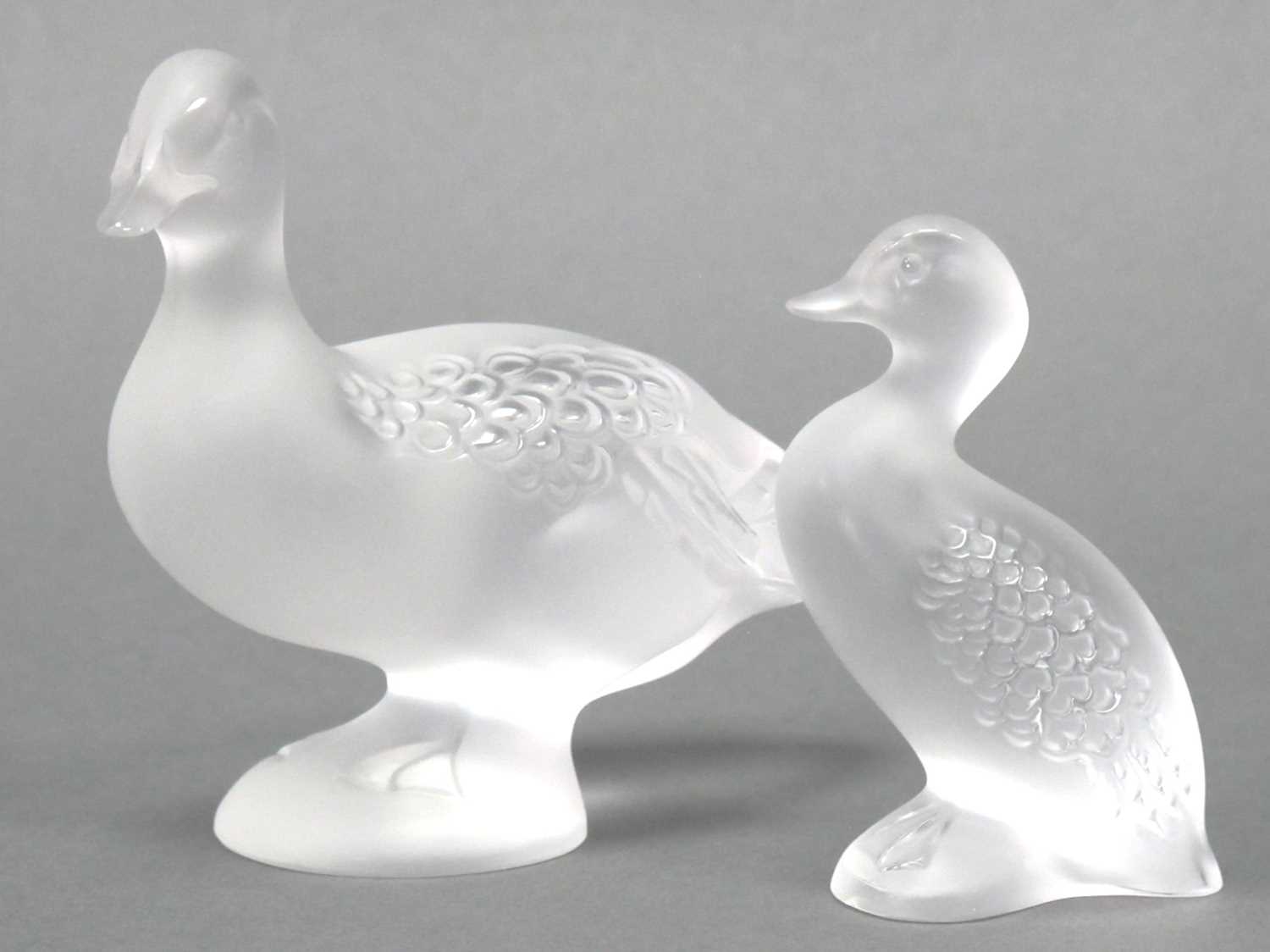 Lot 1009 - A Modern Lalique Frosted Glass Model of a Duck...