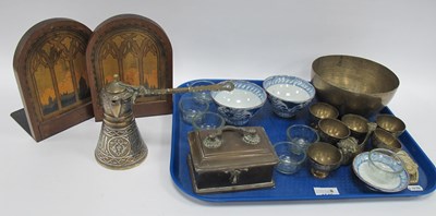 Lot 1545 - Islamic Brass Jug, pair of bookends, Chinese...