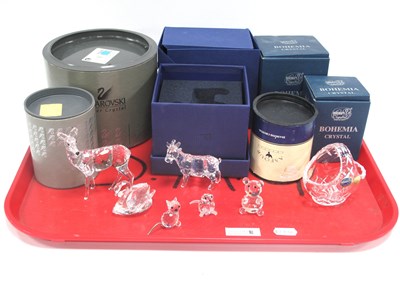 Lot 1416 - Swarovski Deer, Goat & Swan, all boxed, kitten...