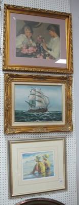 Lot 1642 - Gordon, Galleon at Sea, oil on canvas, signed...