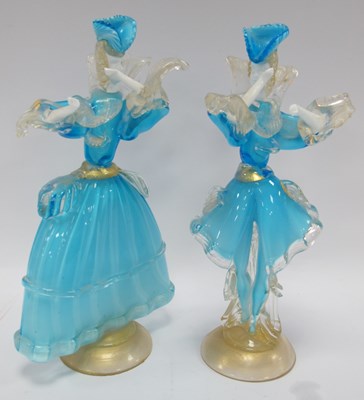 Lot 1361 - A Pair of Murano Glass Figurines in Turquoise,...