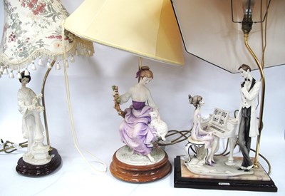 Lot 1284 - Resin Table Lamps - Piano Recital, Lady with...