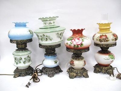 Lot 1239 - Four Table Lamps in the Form of Oil Lamps.