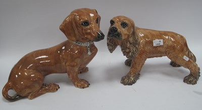 Lot 1402 - Italian Pottery Dashsund 36cm long and spaniel...