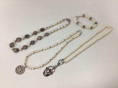Lot 171 - A Modern Fresh Water Pearl Bead and Moonstone...