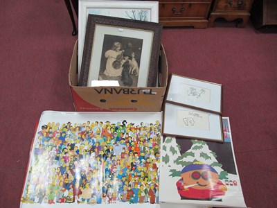 Lot 1639 - Four framed decorative pictures (largest...