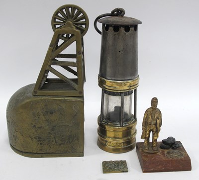 Lot 1556 - Mining Brass Model of Pit Face and Shaft, 27m...
