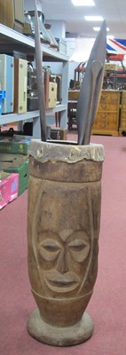 Lot 1562 - African Drum (converted into a stick stand),...