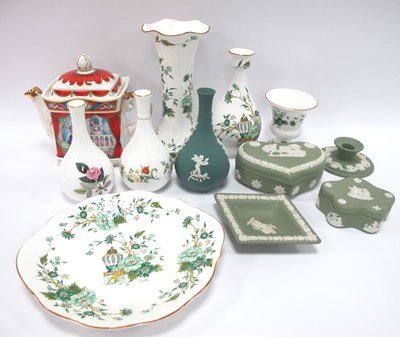 Lot 1307 - Ceramics, including five Wedgwood green...