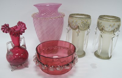 Lot 1354 - XIX Century Pink Vaseline Twist Glass Vase,...