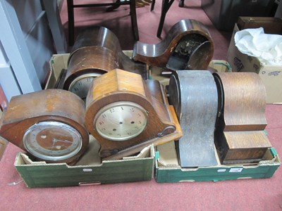 Lot 1180 - Seven vintage wooden cased mantel clocks,...