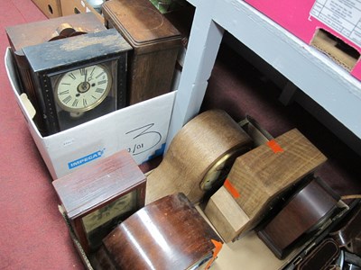 Lot 1185 - Eight vintage wooden cased mantel clocks in...
