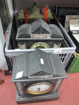 Lot 1129 - Three French antique mantel clocks: one onyx...