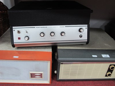 Lot 1592 - Three vintage portable turntables: Portogram...