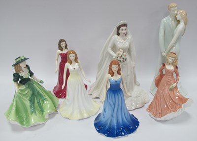 Lot 1373 - Seven porcelain figurines: three Royal Doulton...