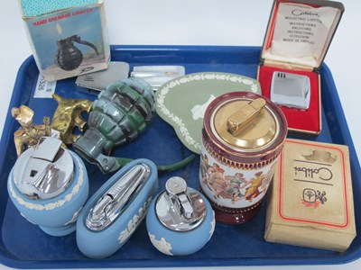 Lot 1526 - Assorted lighters, including three Wedgwood...