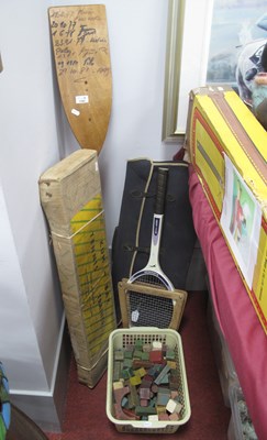 Lot 1490 - Slazenger Tennis Racket and Bag, wooden jar,...