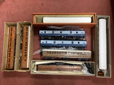 Lot 430 - Six 'O' Gauge/7mm Kit Built L.N.E.R Teak Bogie...