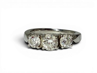 Lot 205 - A Modern Three Stone Graduated Diamond Ring,...