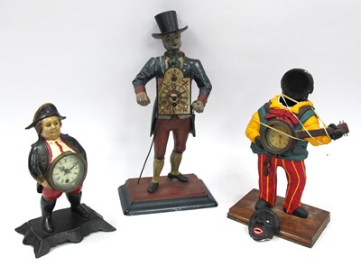Lot 1516 - Three Reproduction Iron Novelty Clocks, each...