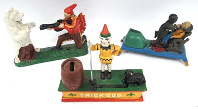 Lot 1520 - Three Reproduction Iron Novelty Money Boxes,...