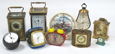 Lot 1362 - Ten Vintage Table and Carriage Clocks,...