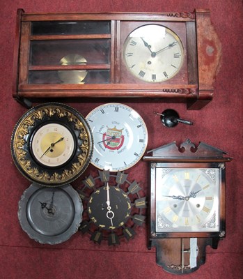 Lot 1465 - Wall Clocks, including a wooden Vienna...