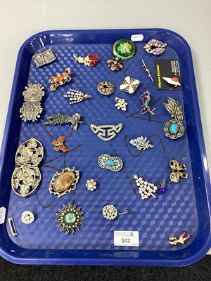 Lot 342 - A Collection of Assorted Brooches and Buckles,...